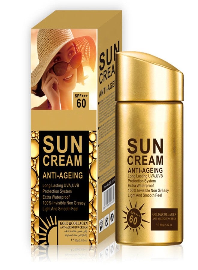 Cappuvini Anti Aging Sunscreen SPF 60 for Face and Body, Sun Screen Protector Walerproof, Non Greasy, Light and Smooth Feel Sunscreen Lotion Moisture Sun Cream, Beach Essentials for Women (SPF 60) - Image 1